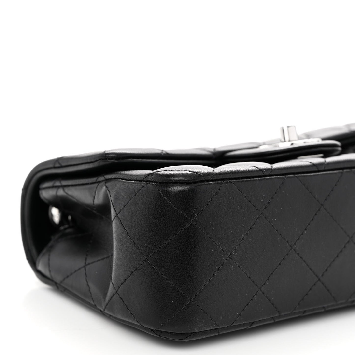Lambskin Quilted Mini Rectangular Flap Black
