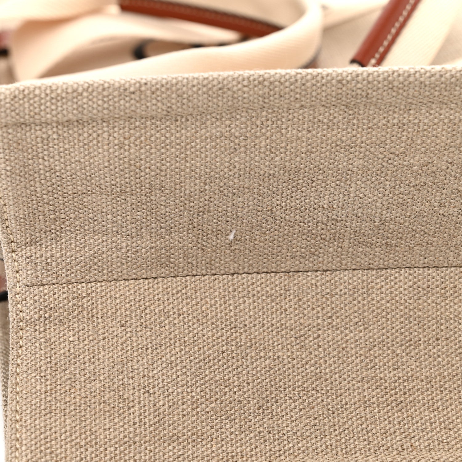 Chloe Linen Calfskin Large Woody Ribbon Tote White Brown 10 of 10