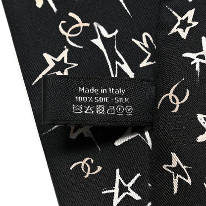 Chanel Silk Stars CC Slim Bandeau Scarf Black Ecru Light Pink 4 of 4