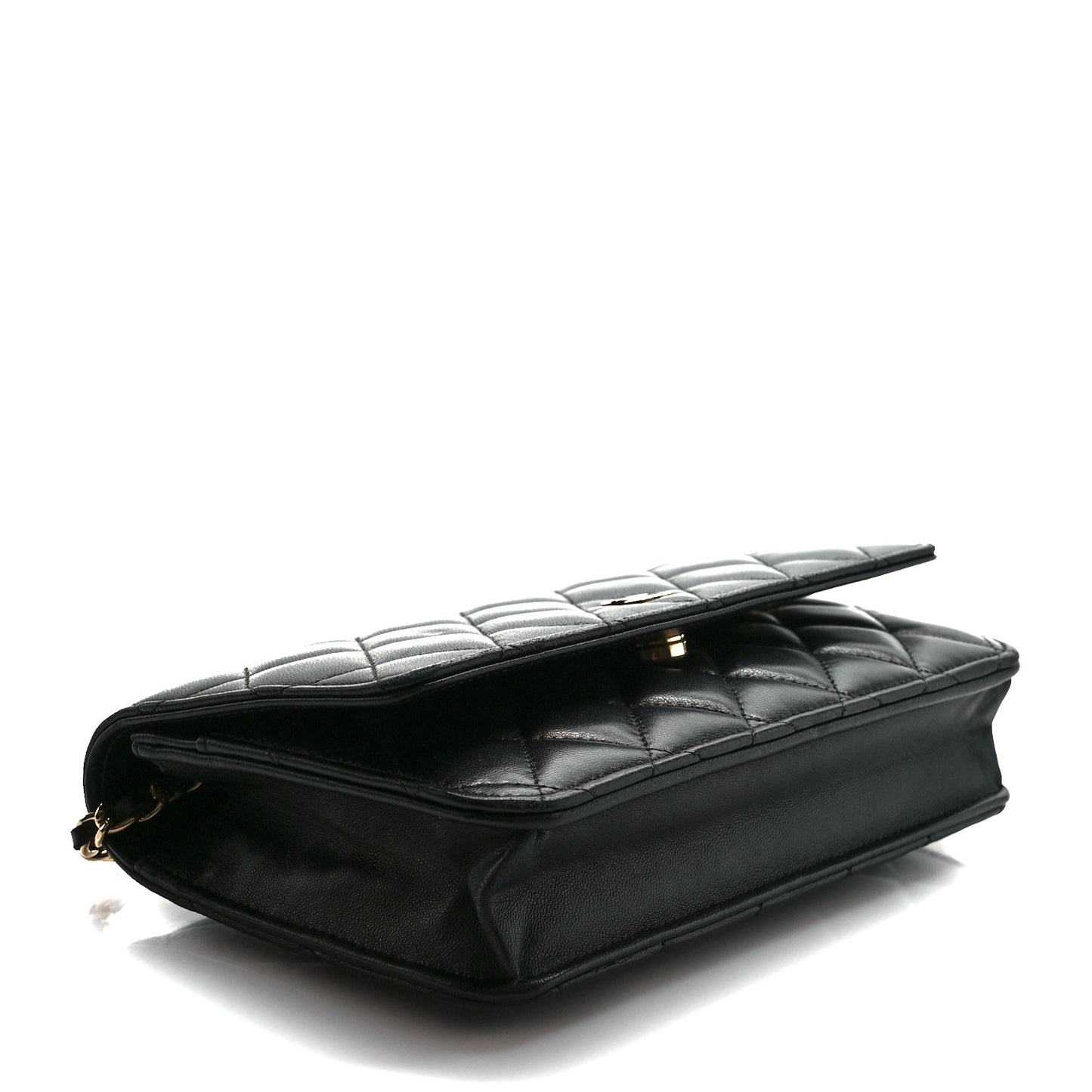 Lambskin Quilted Wallet On Chain WOC Black