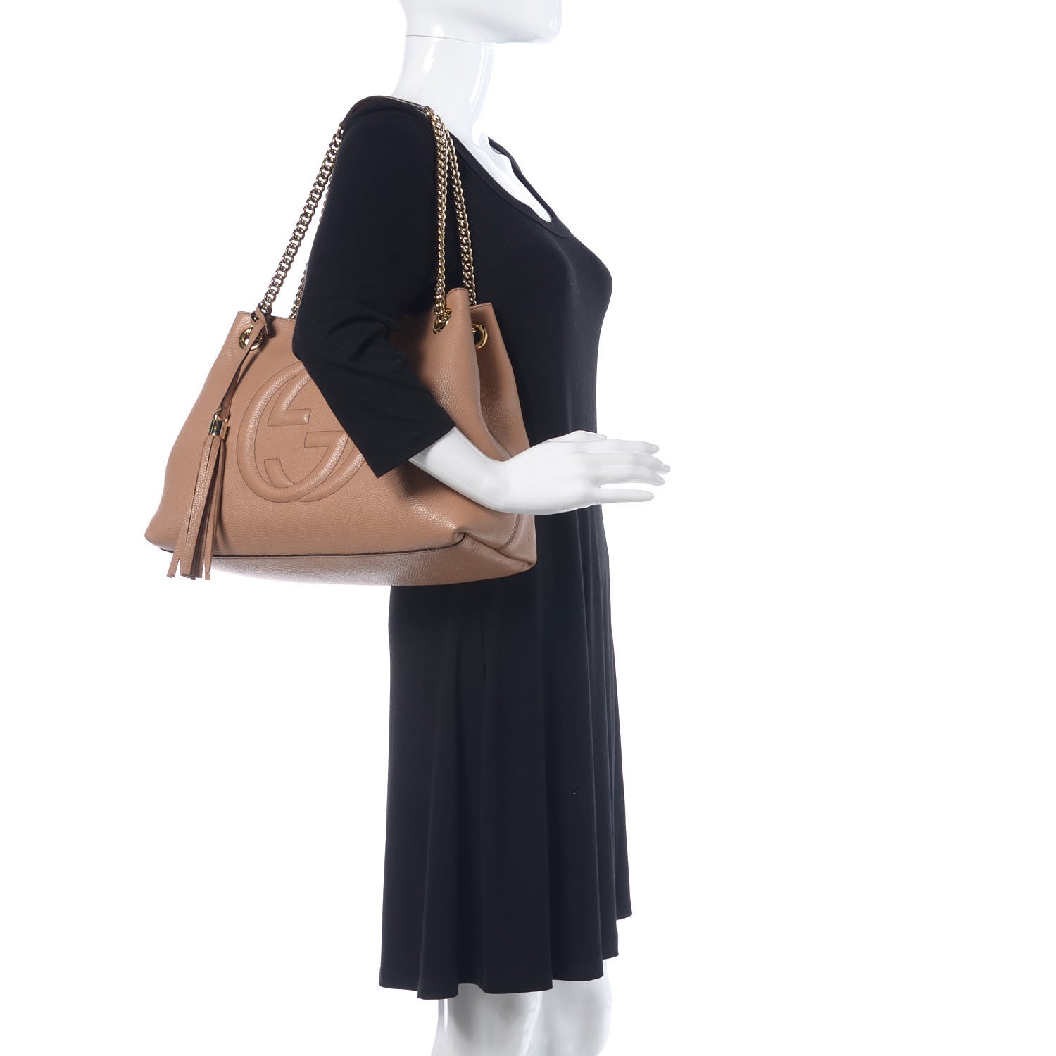 Gucci Pebbled Calfskin Medium Soho Chain Shoulder Bag Camelia 2 of 11