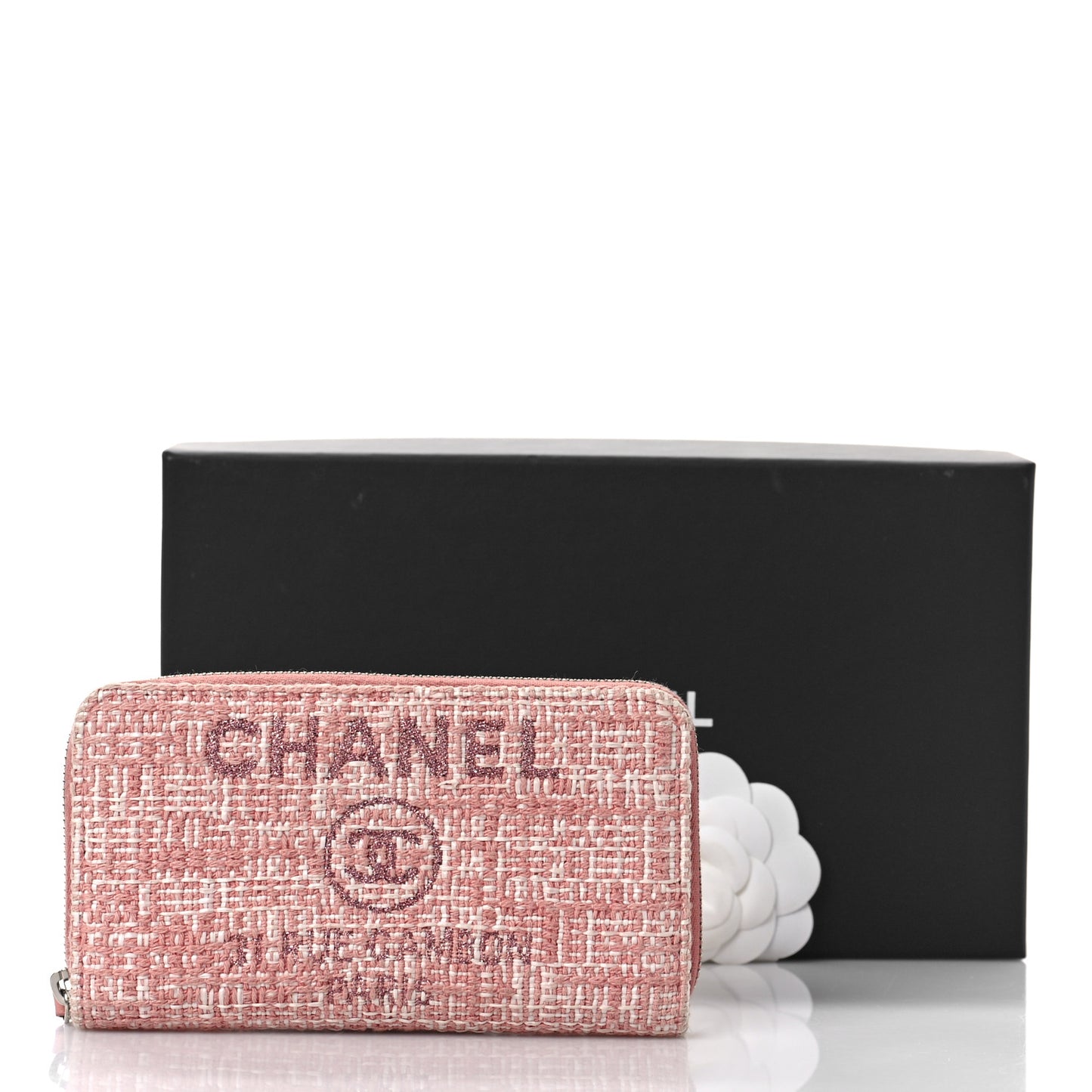 Lurex Canvas Deauville Medium Zip Around Wallet Pink