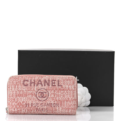 Chanel Lurex Canvas Deauville Medium Zip Around Wallet Pink 12 of 12