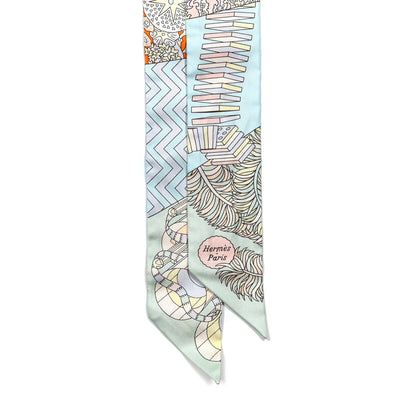 Hermes Silk De l'Ombrelle Aux Duels Twilly Ciel Rose Pale Orange 2 of 4