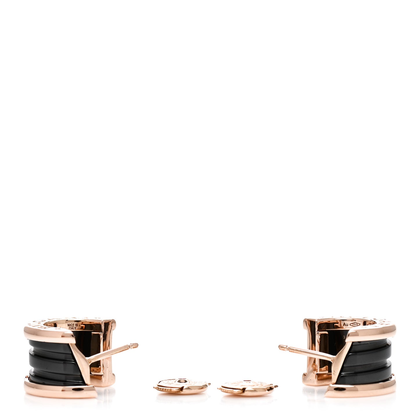18K Rose Gold Black Ceramic B.Zero1 Hoop Earrings