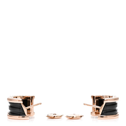 Bulgari 18K Rose Gold Black Ceramic B.Zero1 Hoop Earrings 3 of 7
