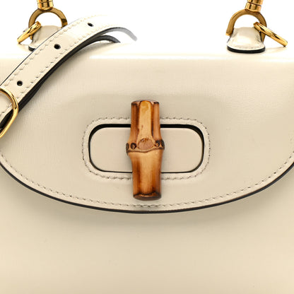 Gucci Boarded Dyana Lux Calfskin Web Mini Bamboo 1947 Top Handle Bag  Mystic White 8 of 13