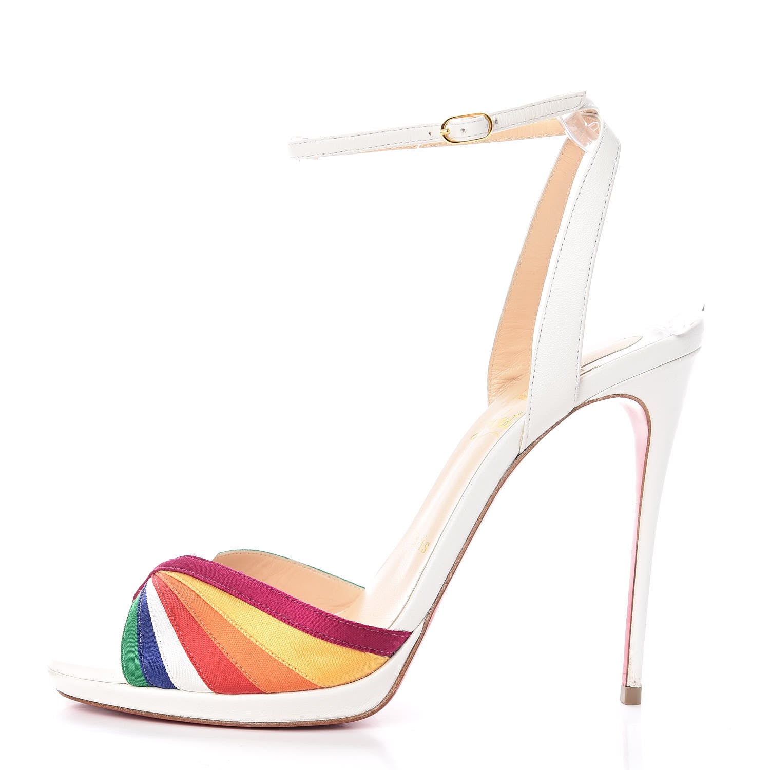 Christian Louboutin Shiny Nappa Naseeba 120 Sandals 39.5 Multicolor Latte 1 of 12