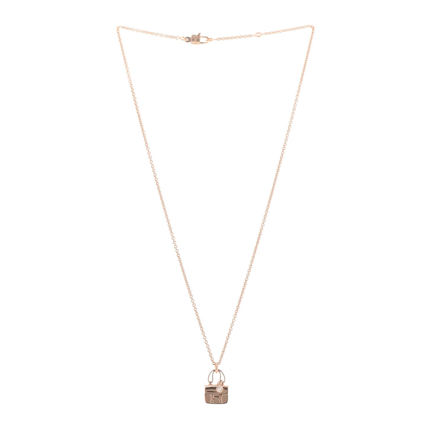 18K Rose Gold Diamond Constance Amulettes Charm Pendant Necklace