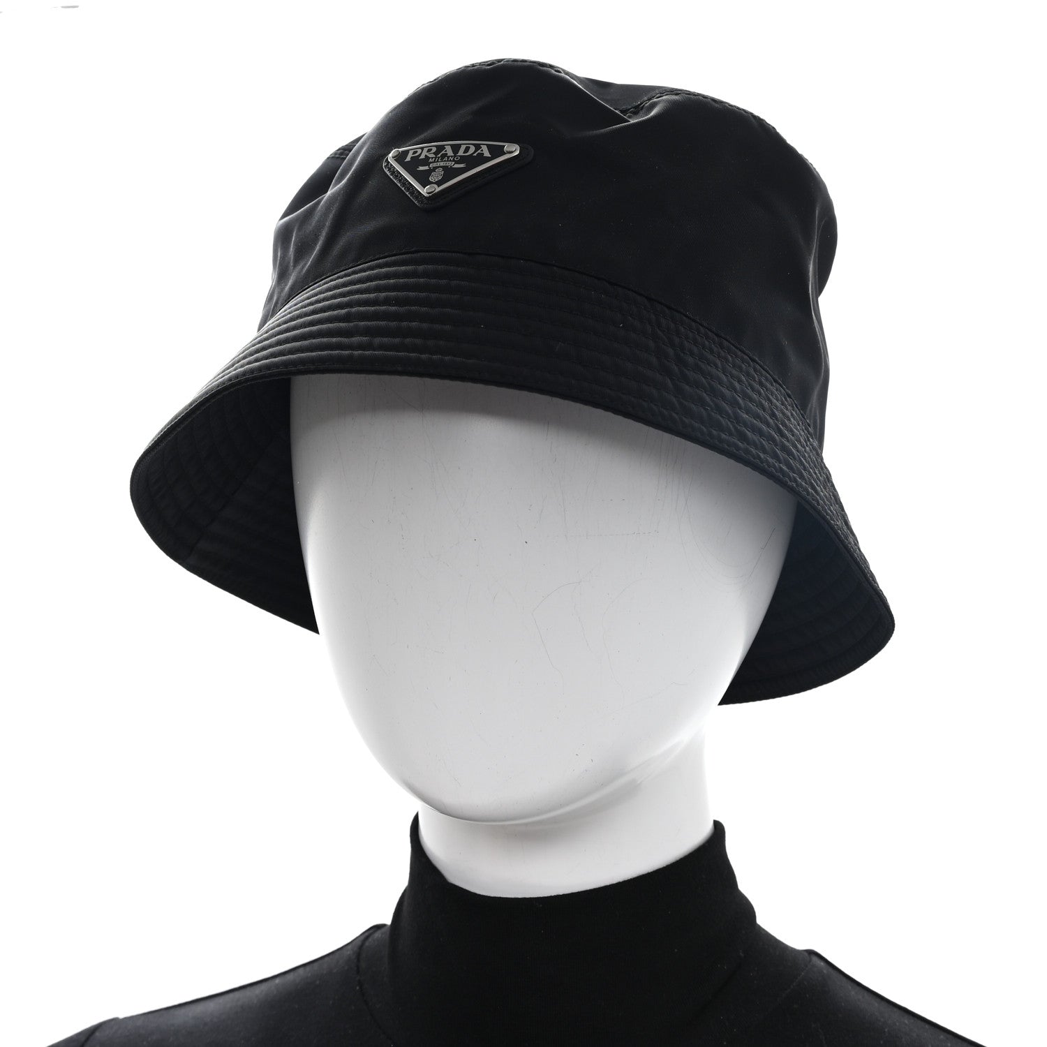 Prada Re-Nylon Metal Triangle Logo Womens Bucket Hat XXL Black 2 of 10