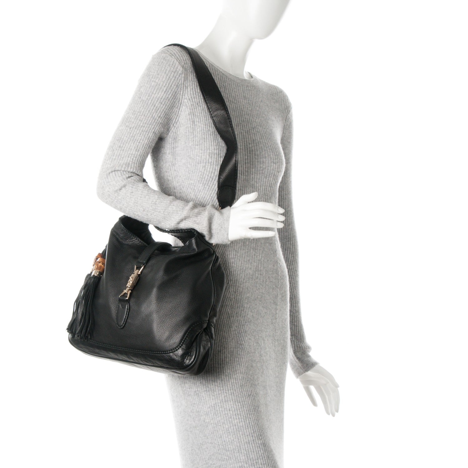 Gucci Soft Deerskin Medium New Jackie Shoulder Bag Black 2 of 7