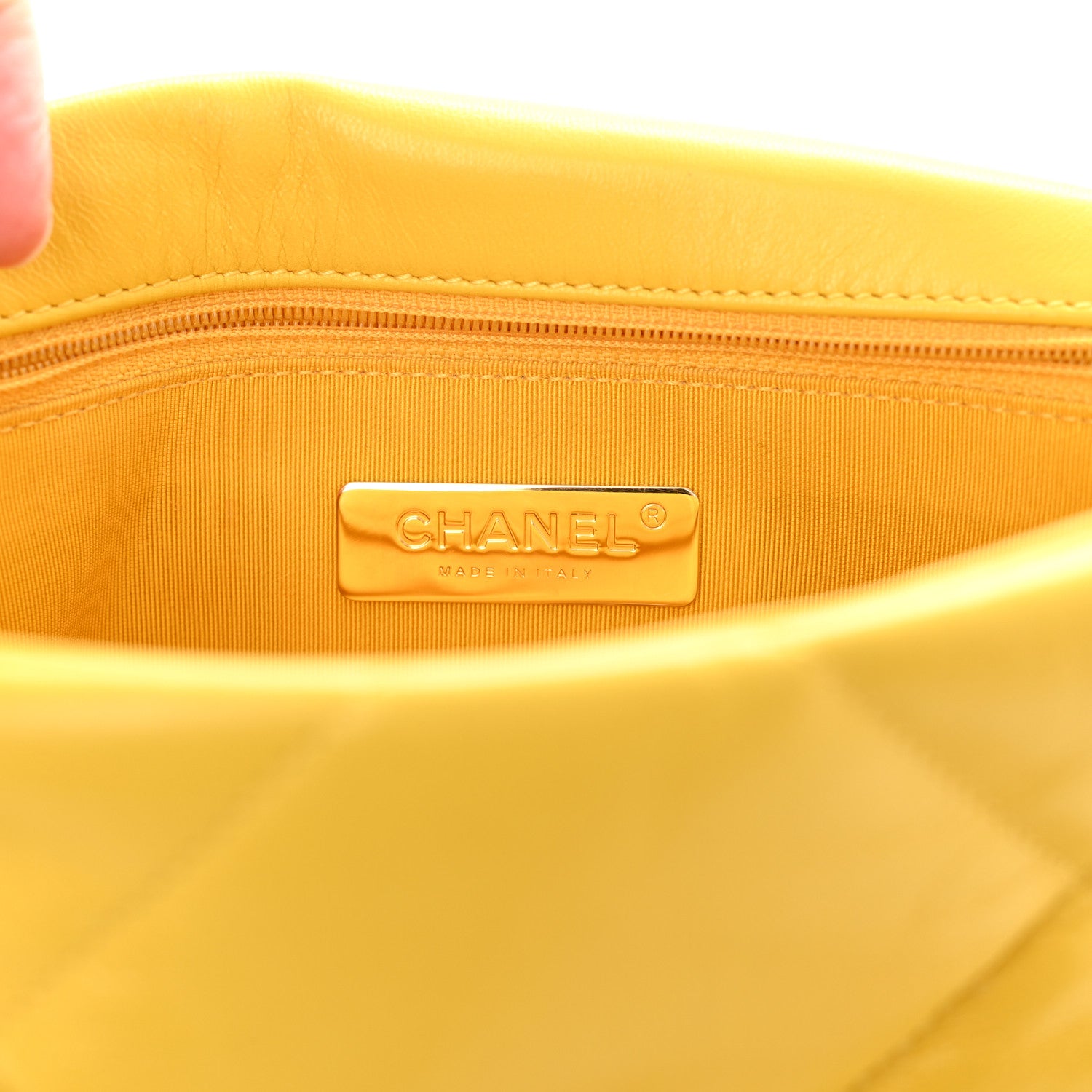 Chanel Lambskin Quilted Medium Chanel 19 Flap Yellow 6 of 10