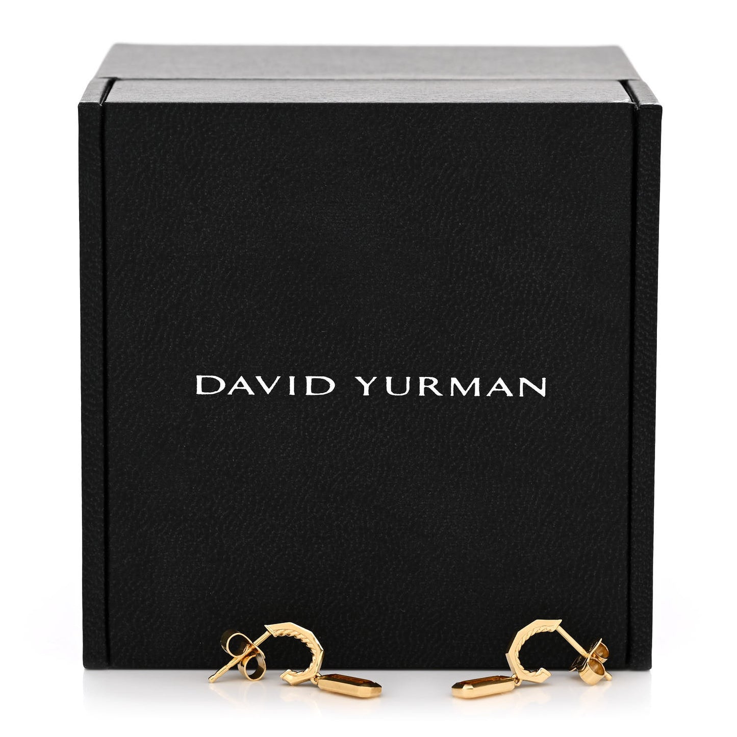 18K Yellow Gold Citrine Novella Hoop Drop Earrings