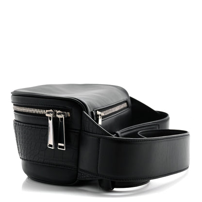 Bottega Veneta French Calfskin Alligator Embossed Belt Bag Black 3 of 8