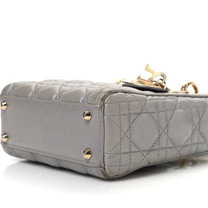 Christian Dior Metallic Lambskin Cannage Mini Lady Dior Grey 10 of 19