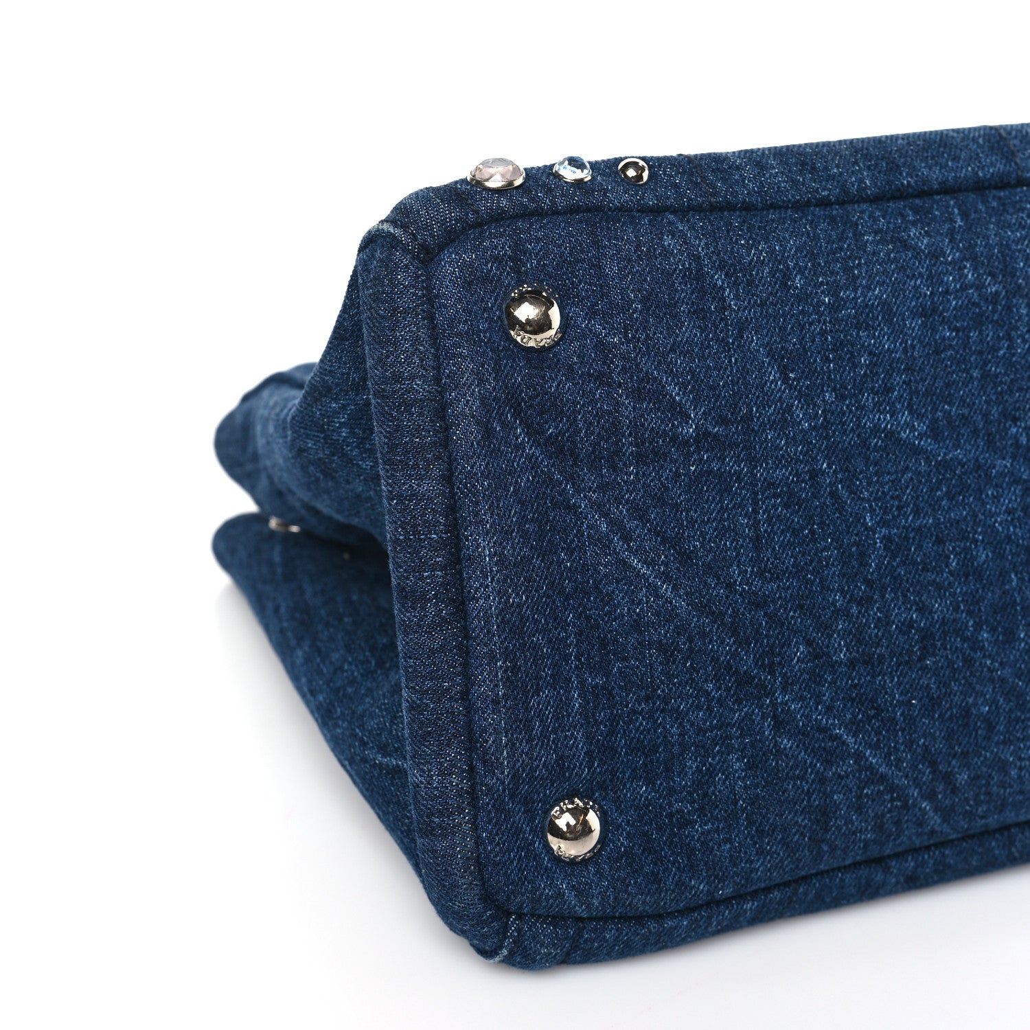 Prada Canapa Denim Crystal Studded Tote Avio 7 of 8