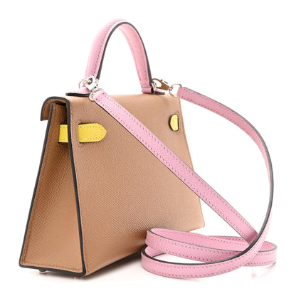 Hermes Epsom Mini Kelly Sellier 20 Chai Mauve Sylvestre Lime 3 of 11