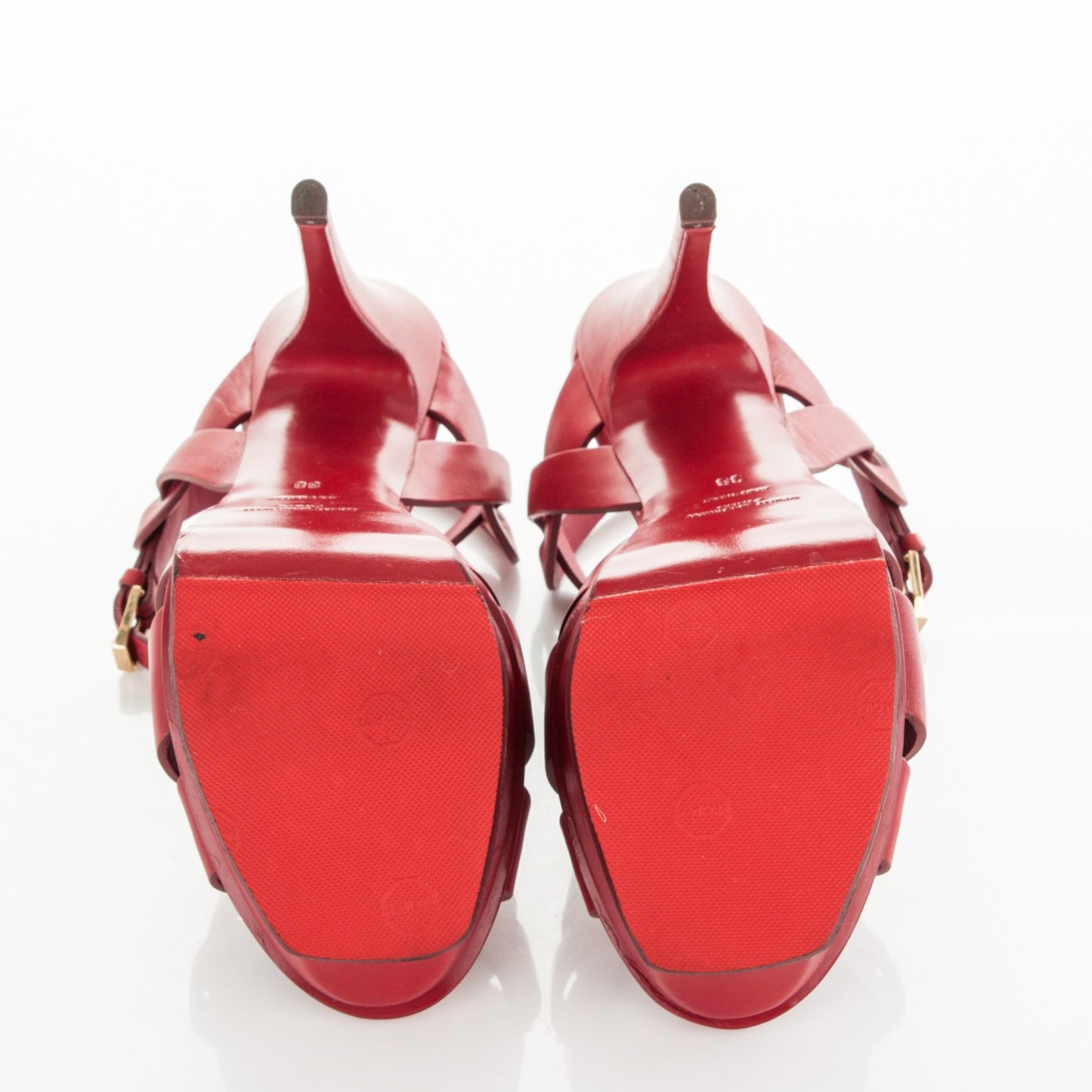 Calfskin Tribute 105 Platform Sandals 38 Rouge Orient