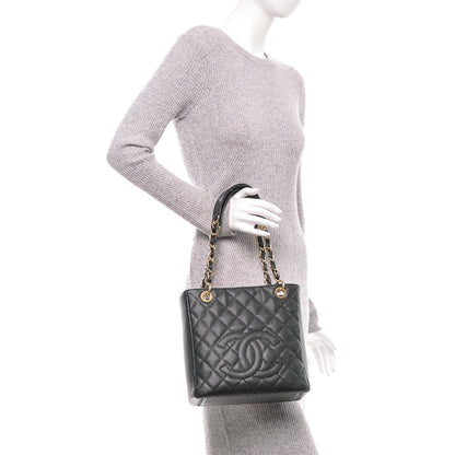 Chanel Caviar Quilted Petit Shopping Tote PST Black 2 of 7