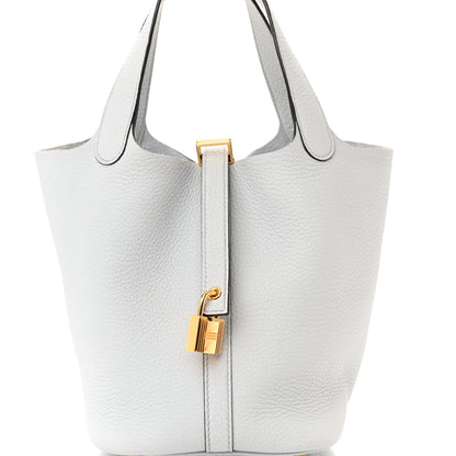 Hermes Taurillon Clemence Picotin Lock 18 PM Bleu Pale 8 of 11