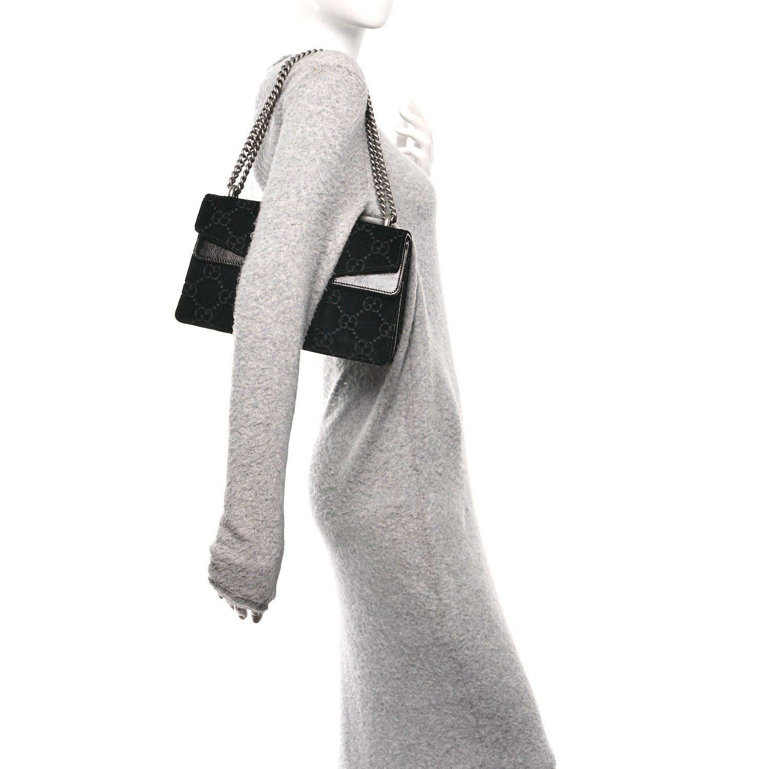 Gucci Velvet GG Monogram Small Dionysus Shoulder Bag Black 2 of 10