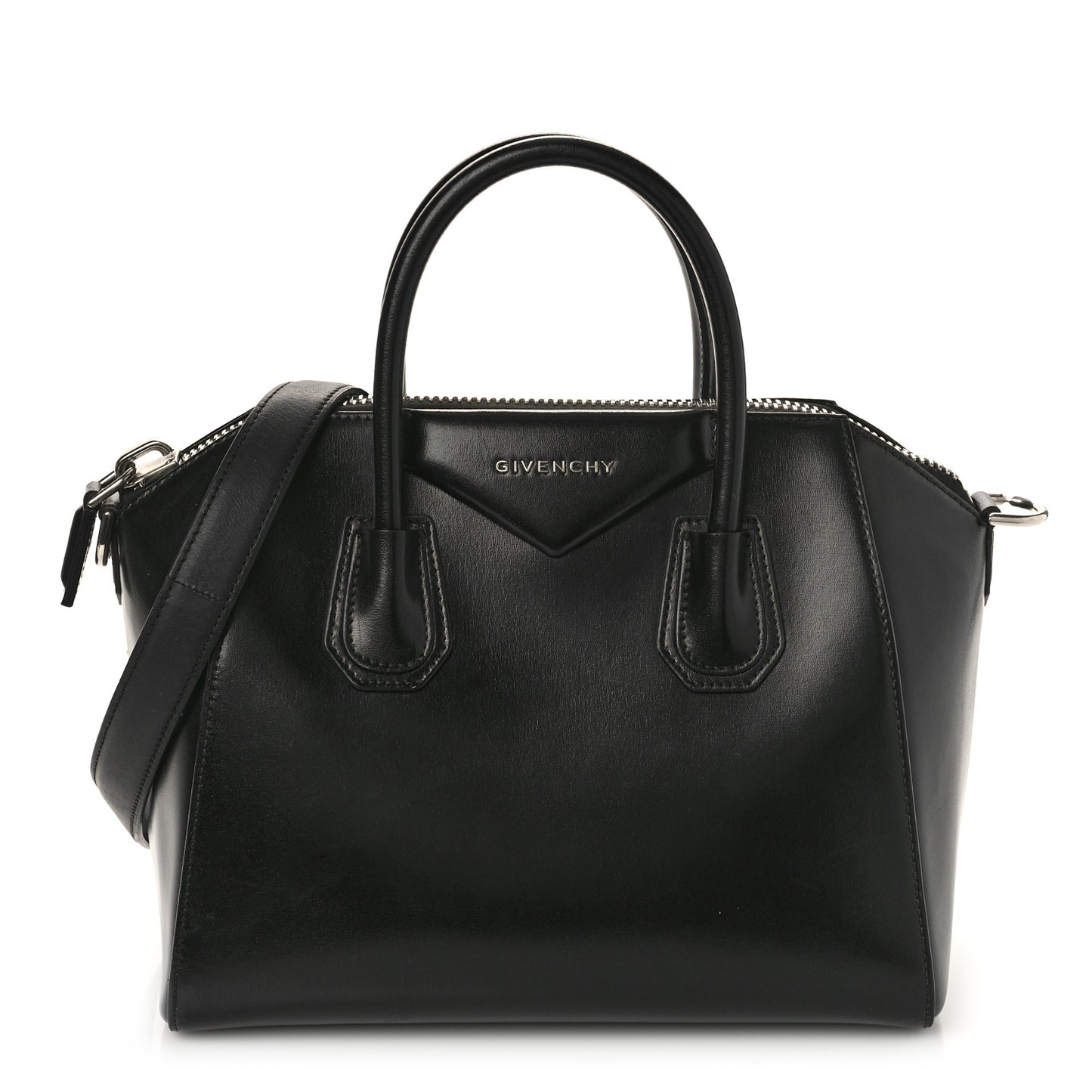 Shiny Lord Calfskin Small Antigona Black