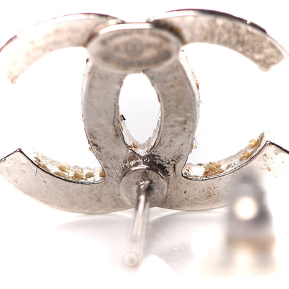 Chanel Crystal Timeless CC Earrings Silver 7 of 8