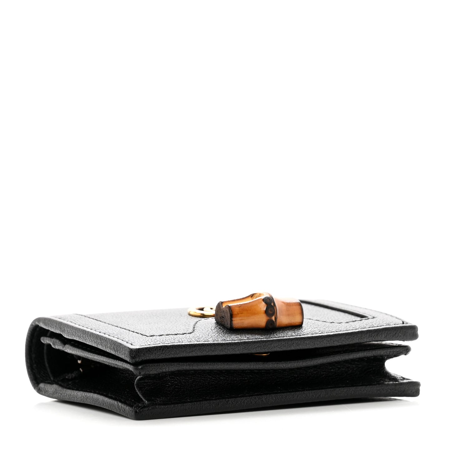 Wonka Grain Calfskin Diana Card Case Wallet Black