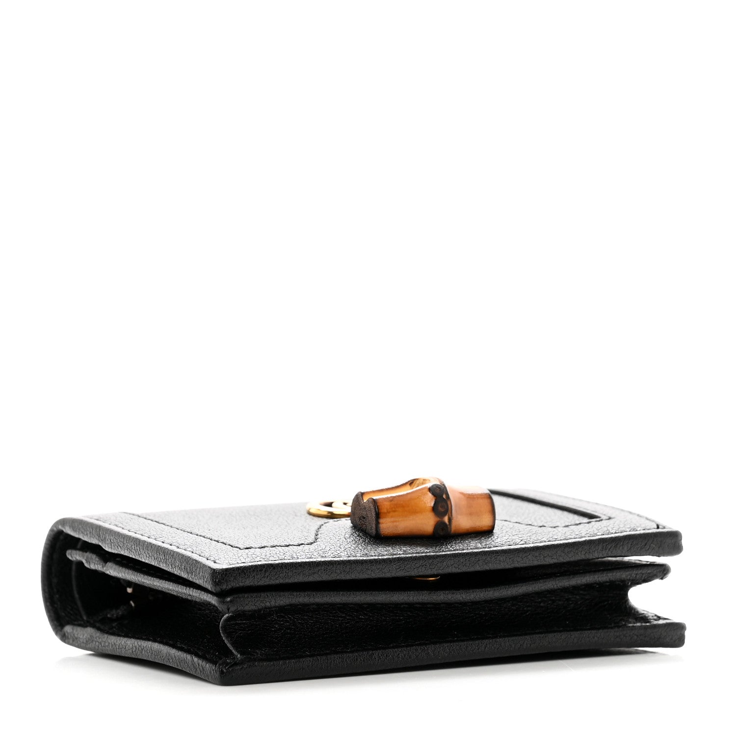 Gucci Wonka Grain Calfskin Diana Card Case Wallet Black 4 of 7