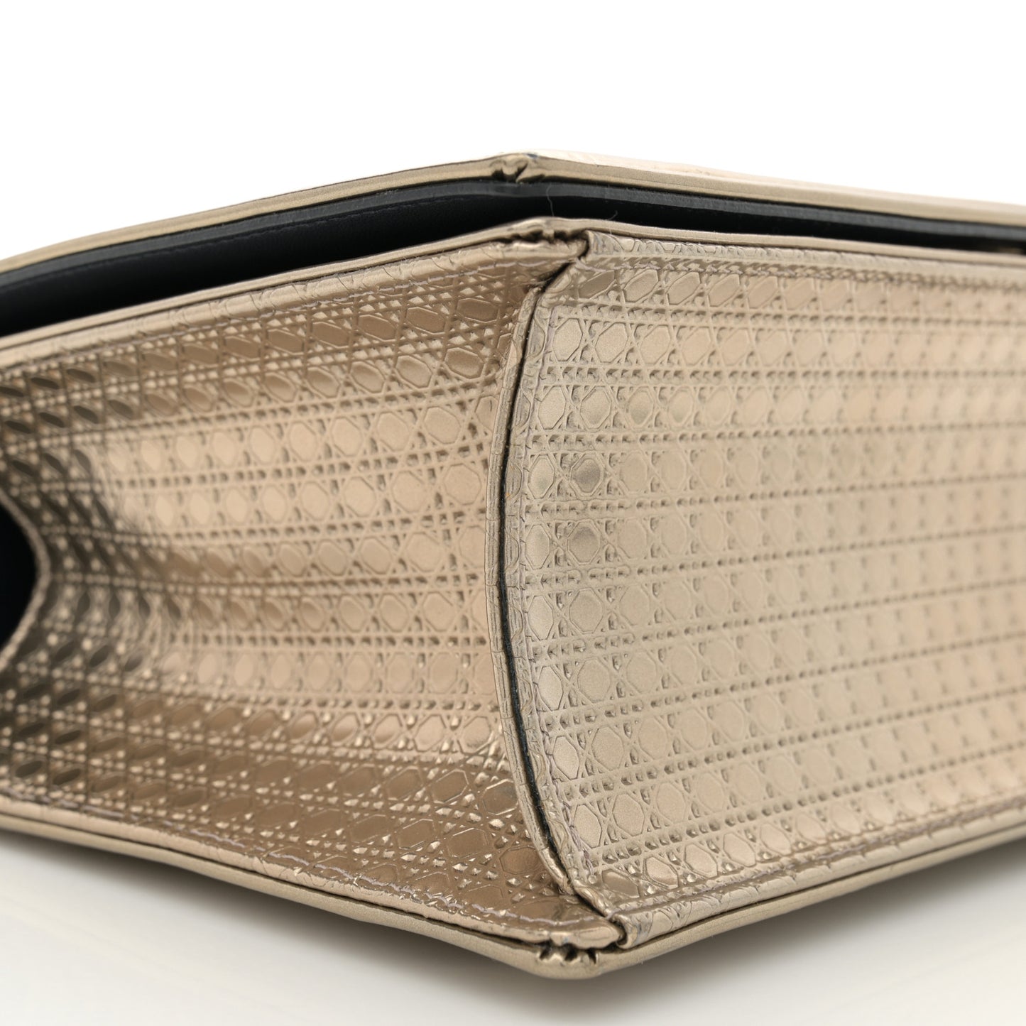 Metallic Patent Micro-Cannage Medium Diorama Flap Bag Gold