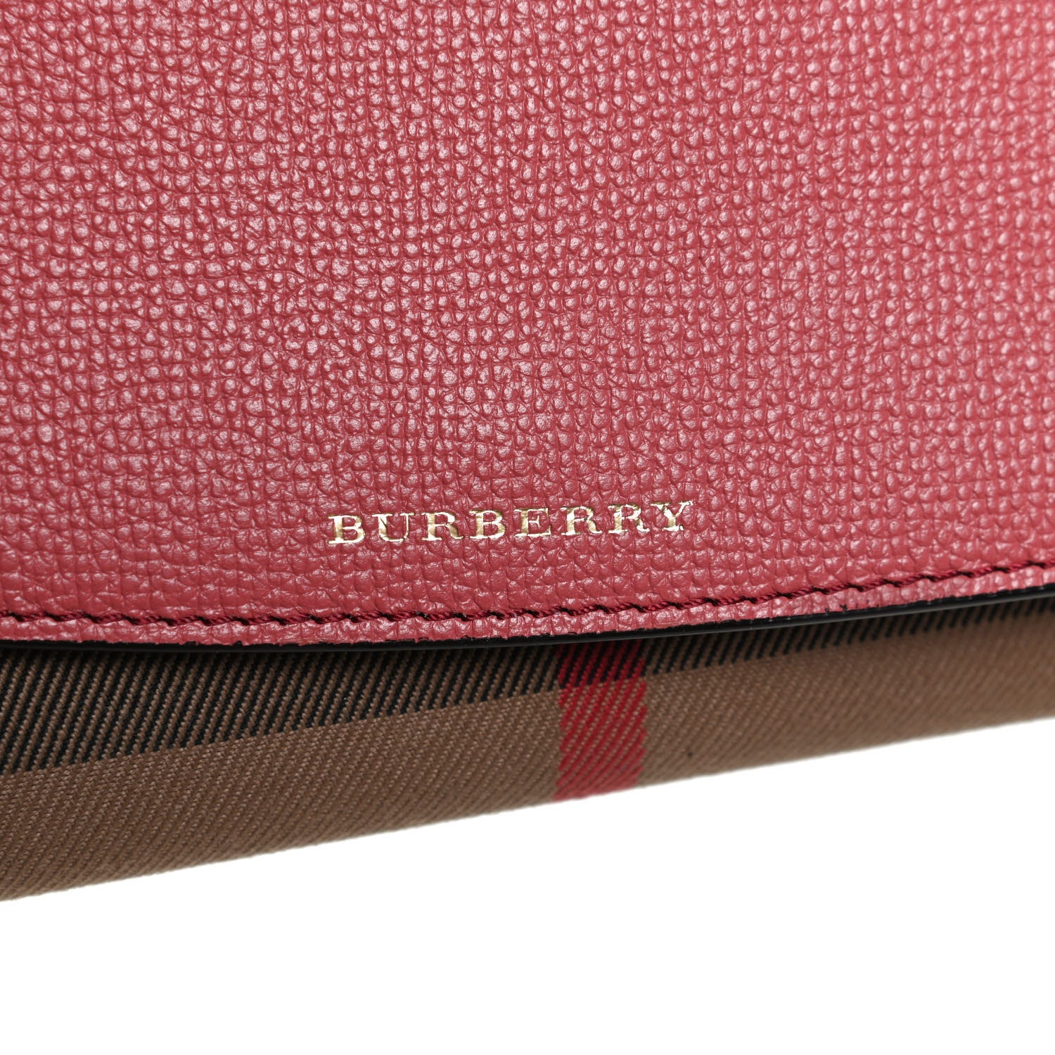 Burberry Calfskin House Check Henley Wallet On Chain Red 6 of 11