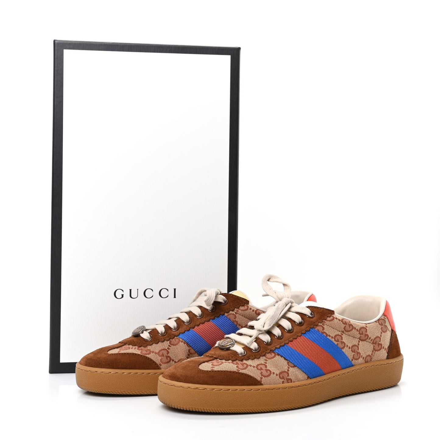 GG Monogram Suede Web Mens G74 Sneakers 7 Beige Ruggine Cuir
