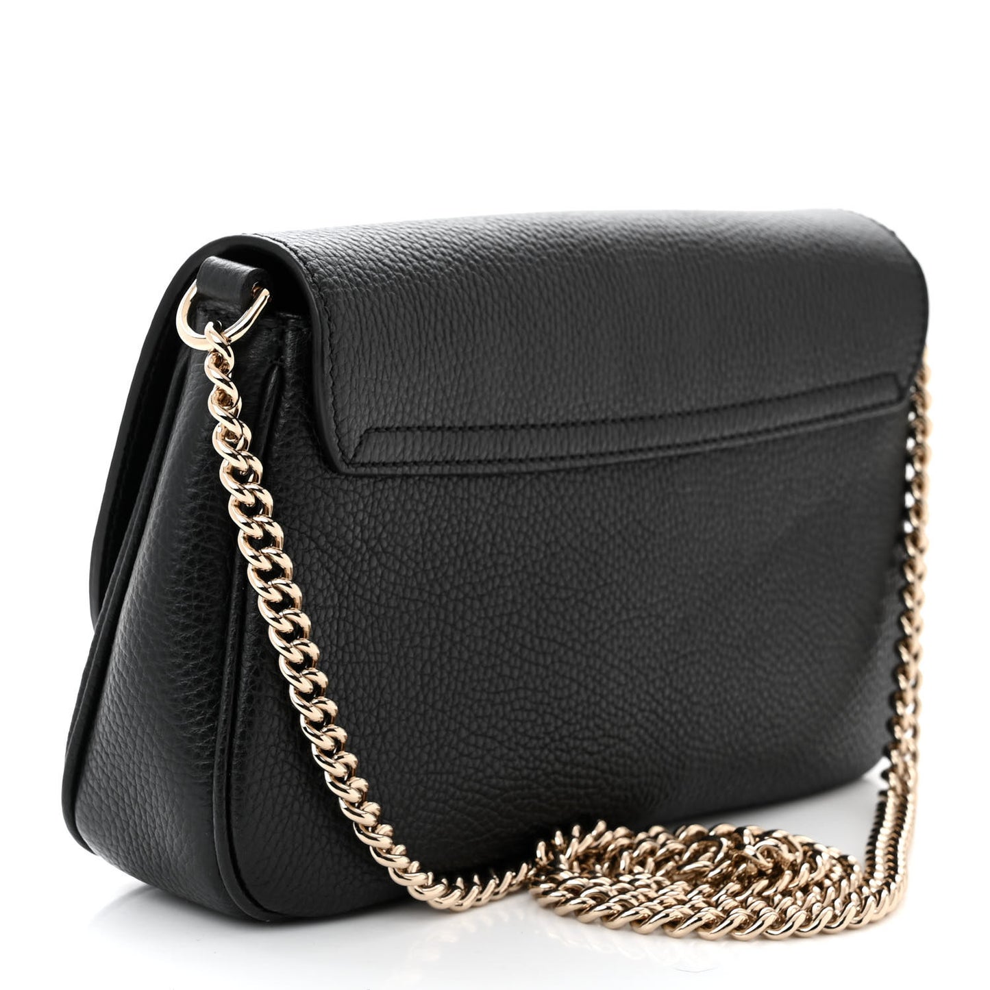 Pebbled Calfskin Medium Soho Flap Crossbody Black