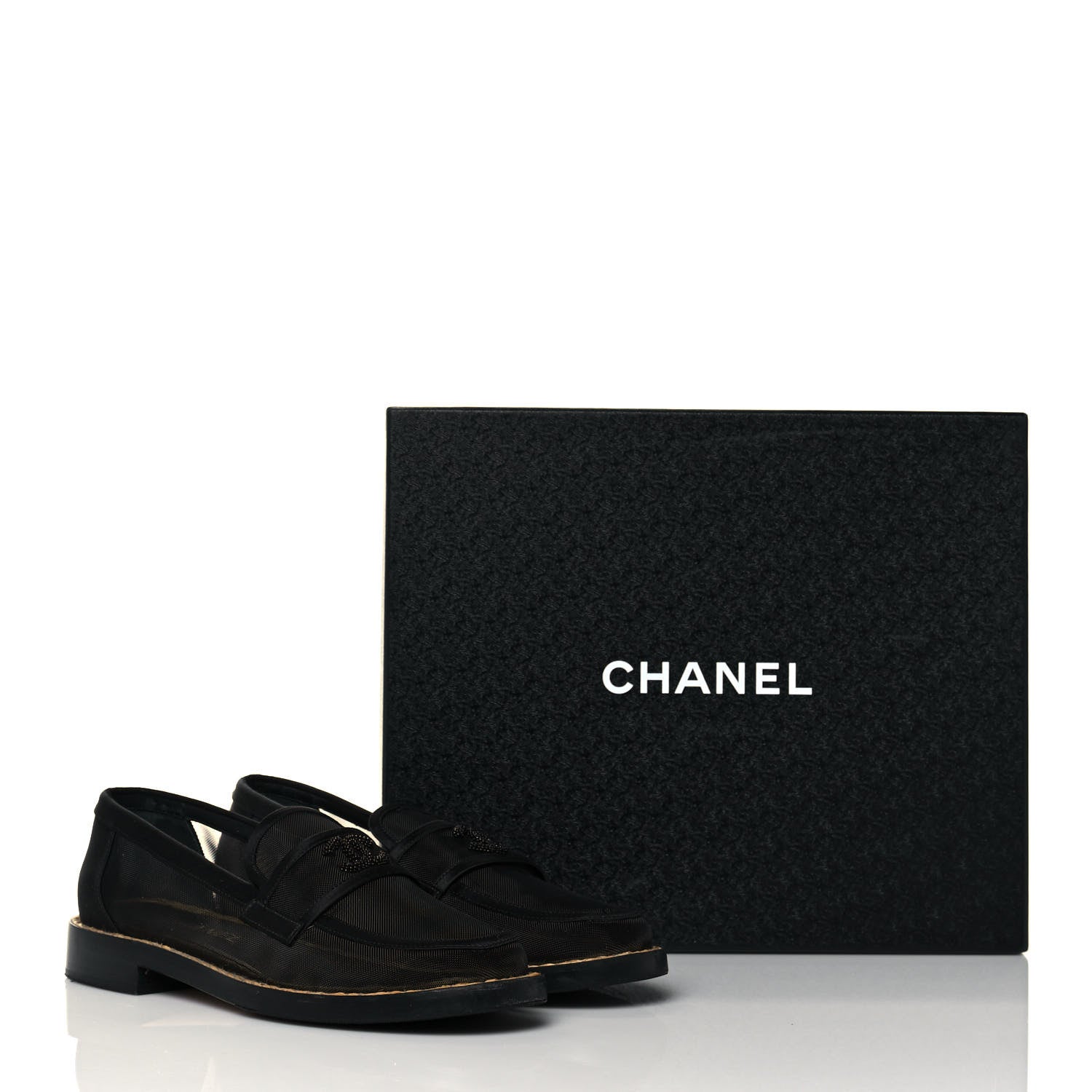 Chanel Mesh Satin CC Loafers 37 Black 8 of 8
