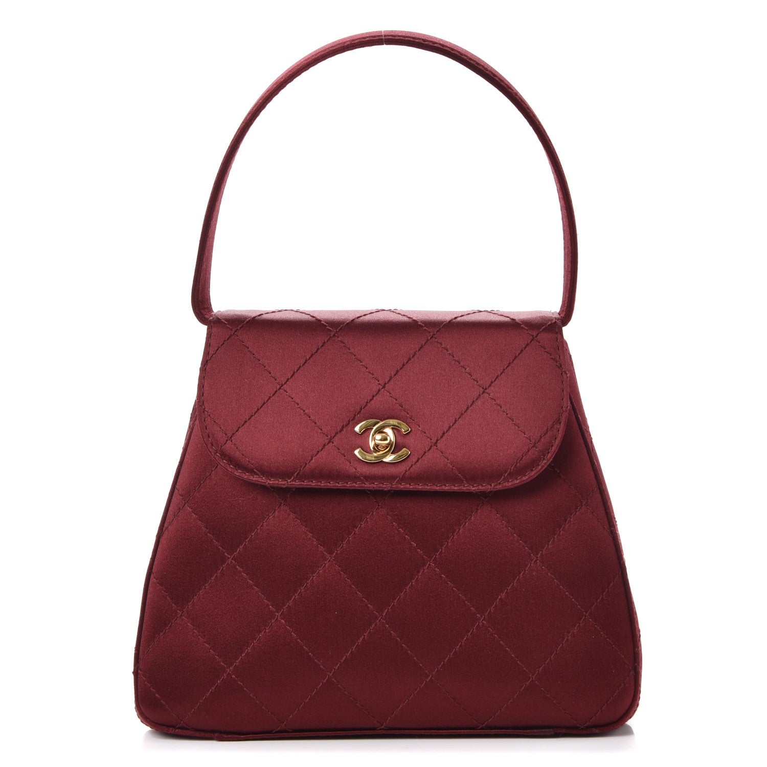 Chanel Satin Quilted Evening Bag Red 1 of 10
