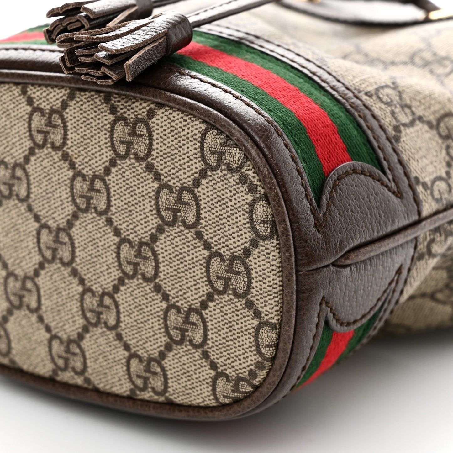 GG Supreme Monogram Web Mini Ophidia Bucket Bag Brown
