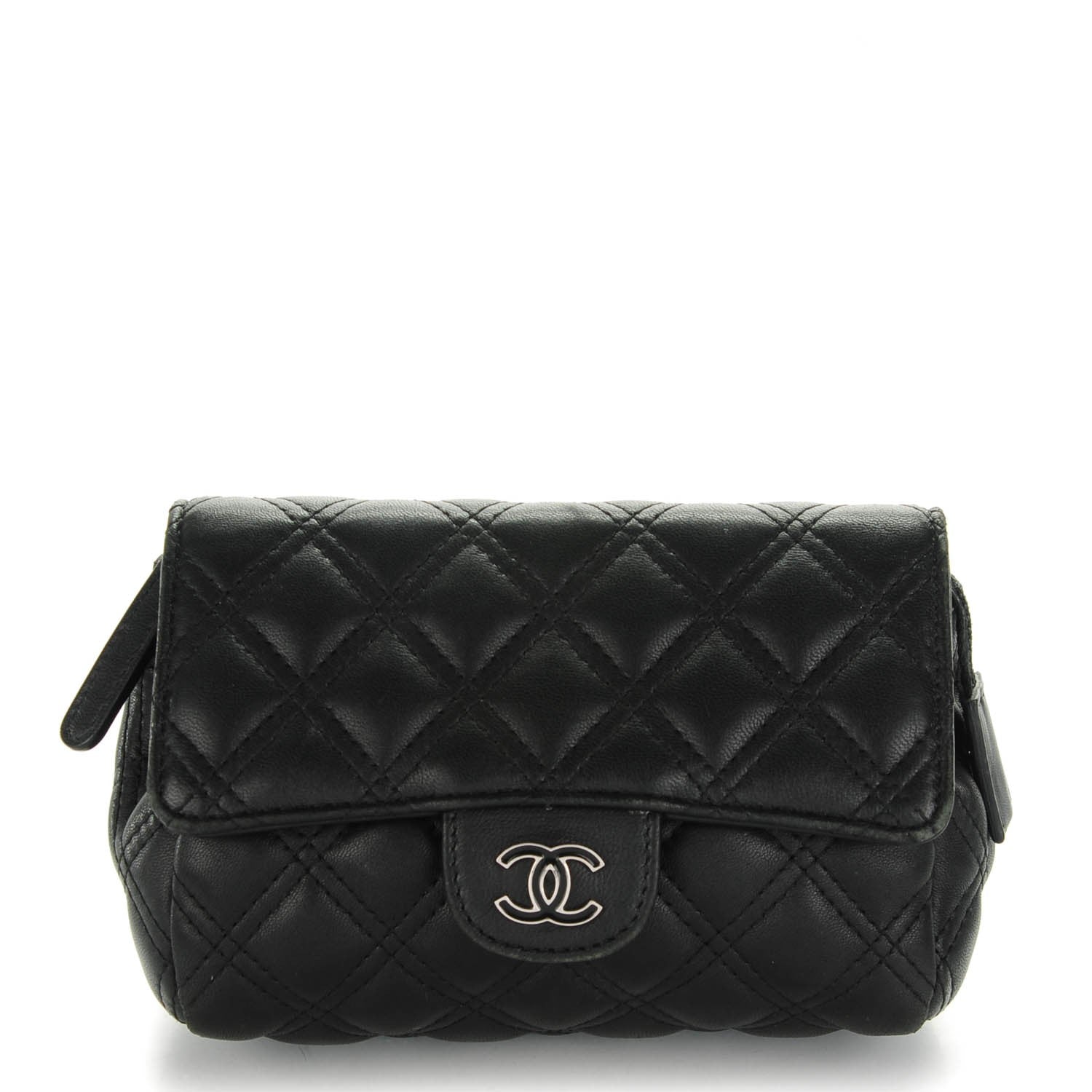 Chanel Lambskin Quilted Flap Cosmetic Case Black 1 of 7