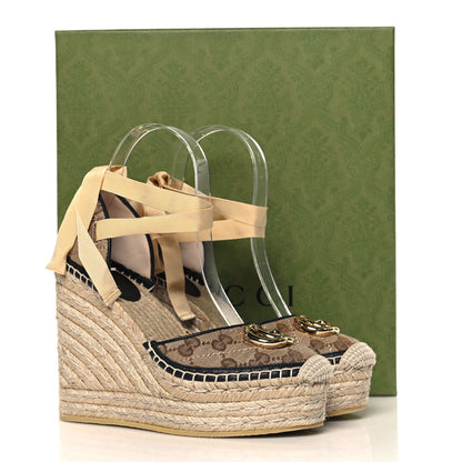 Gucci Monogram Matelasse GG Marmont Ankle Wrap Platform 35/120mm Espadrille Wedges 35.5 Beige Ebony Black Sand Storm 10 of 10