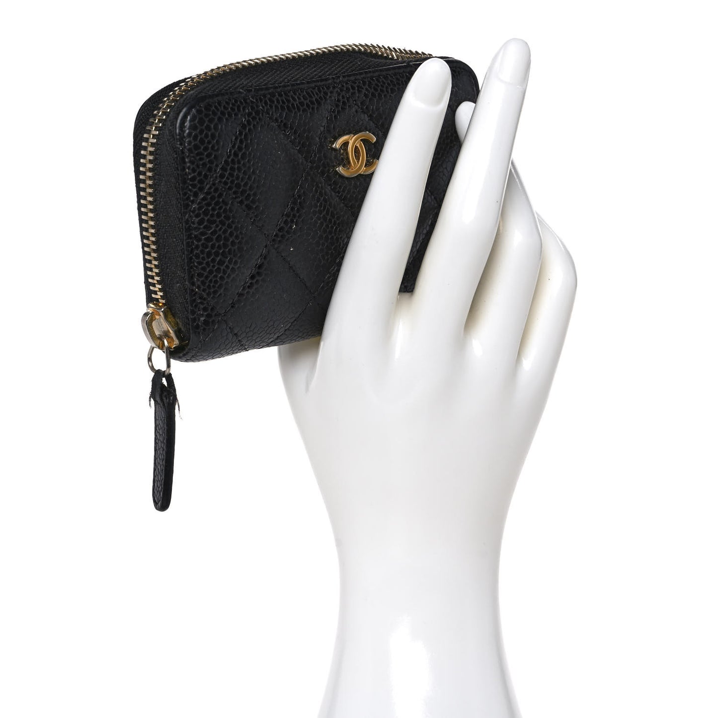 Caviar Quilted Zip Coin Purse Black