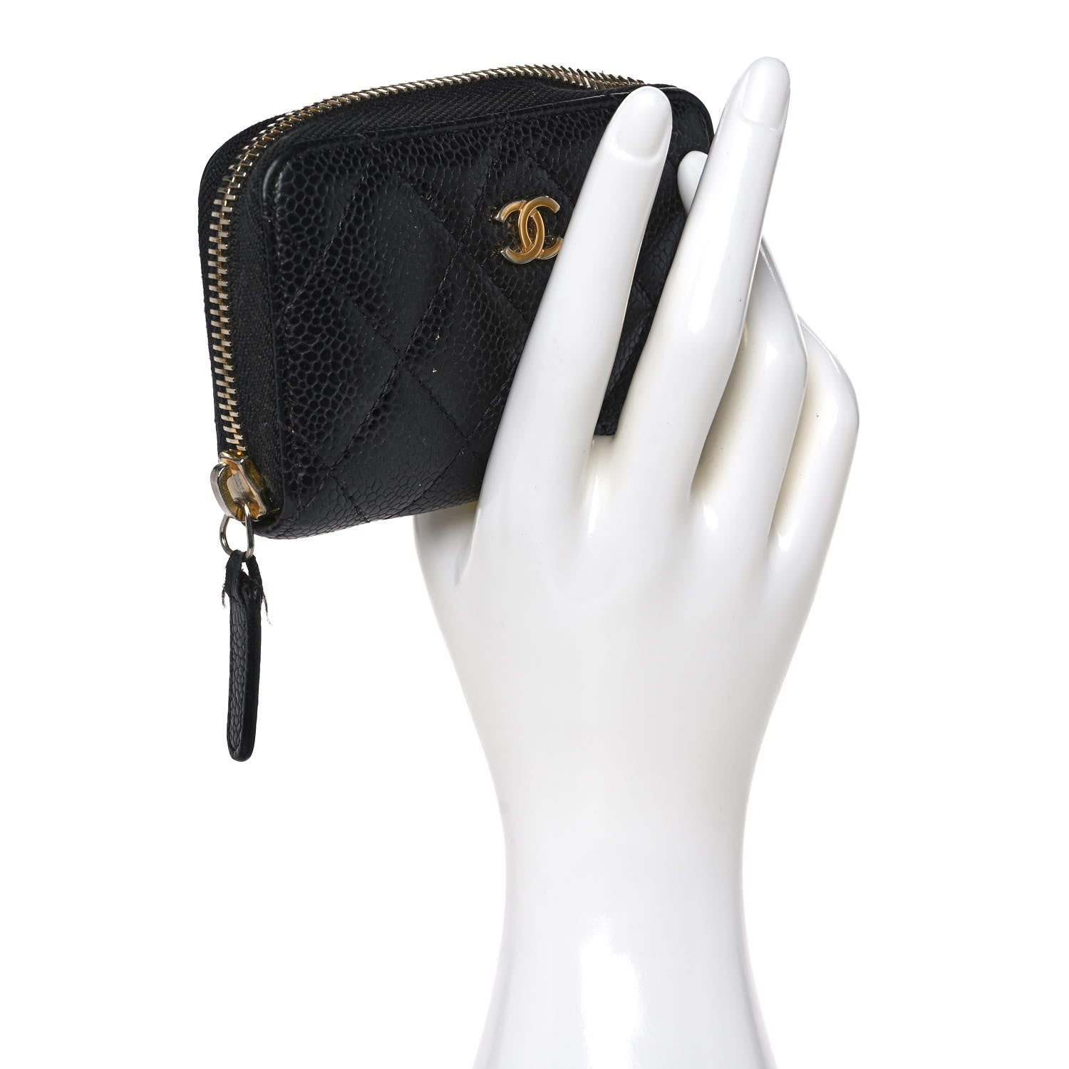 Chanel Caviar Quilted Zip Coin Purse Black 2 of 12