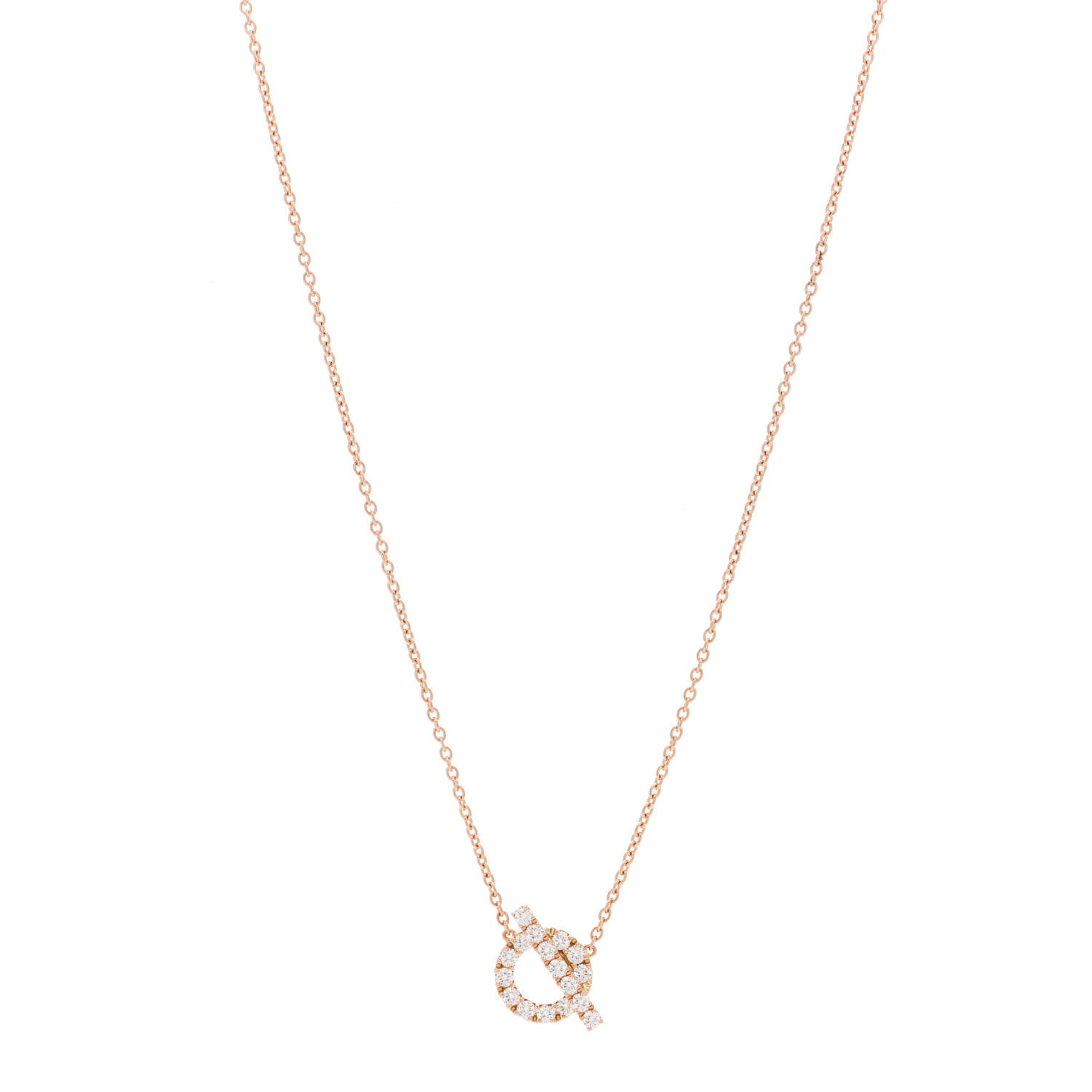 Hermes 18K Rose Gold Diamond Finesse Pendant Necklace 1 of 4