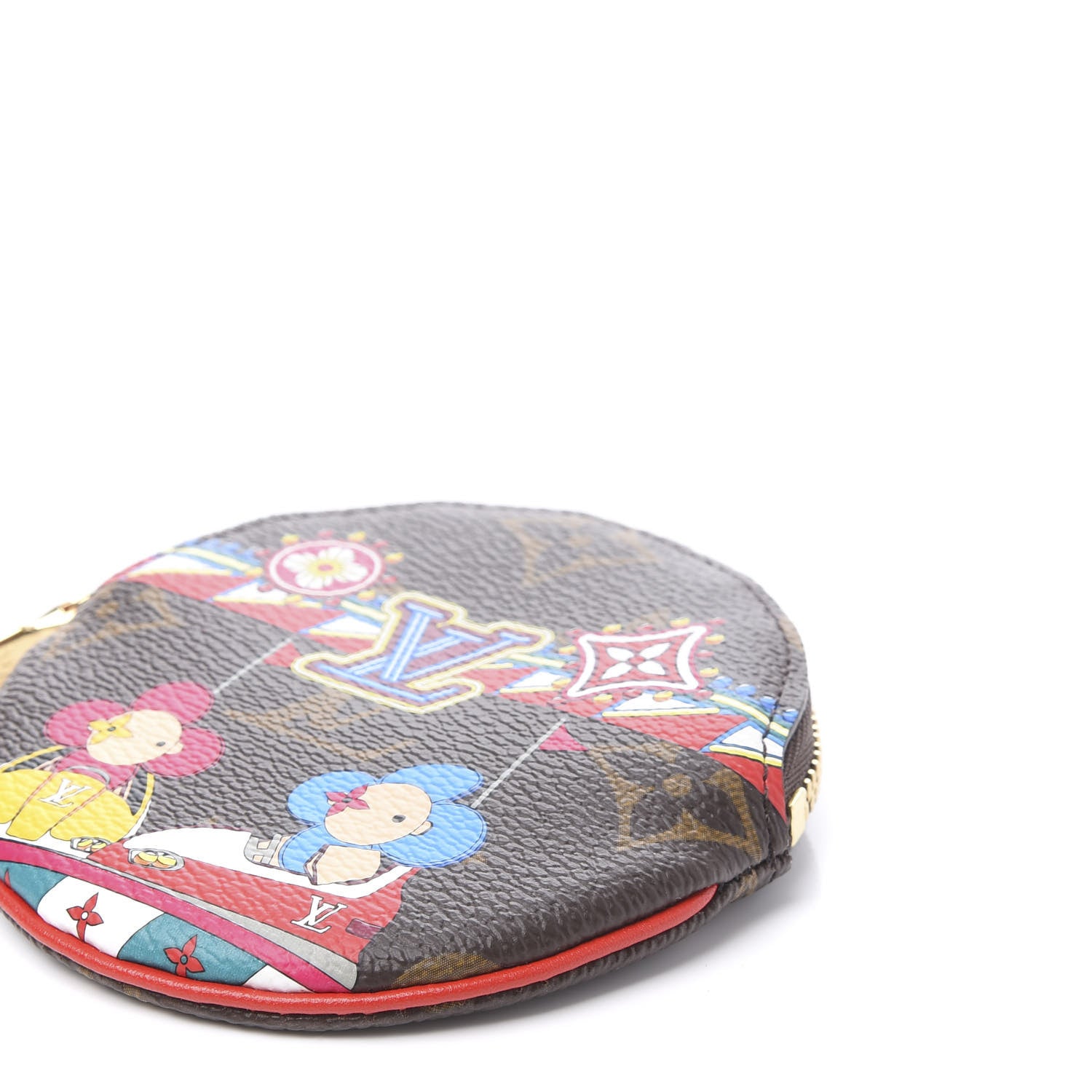 Louis Vuitton Monogram 2020 Christmas Animation Bumper Cars Round Coin Purse Coquelicot 8 of 9