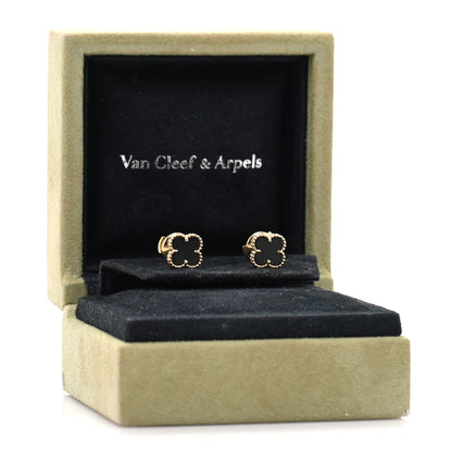 Van Cleef & Arpels 18K Yellow Gold Black Onyx Sweet Alhambra Earrings 5 of 5