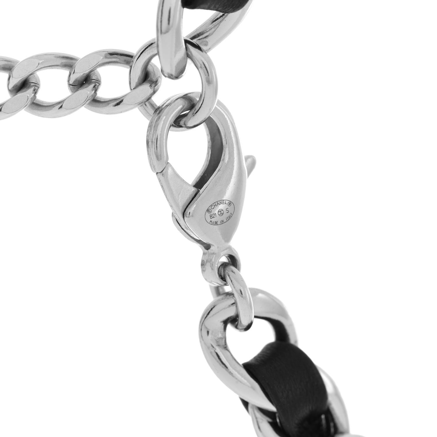 Chanel Lambskin Chain CC Flap Bag Belt 95 Black Silver 4 of 4