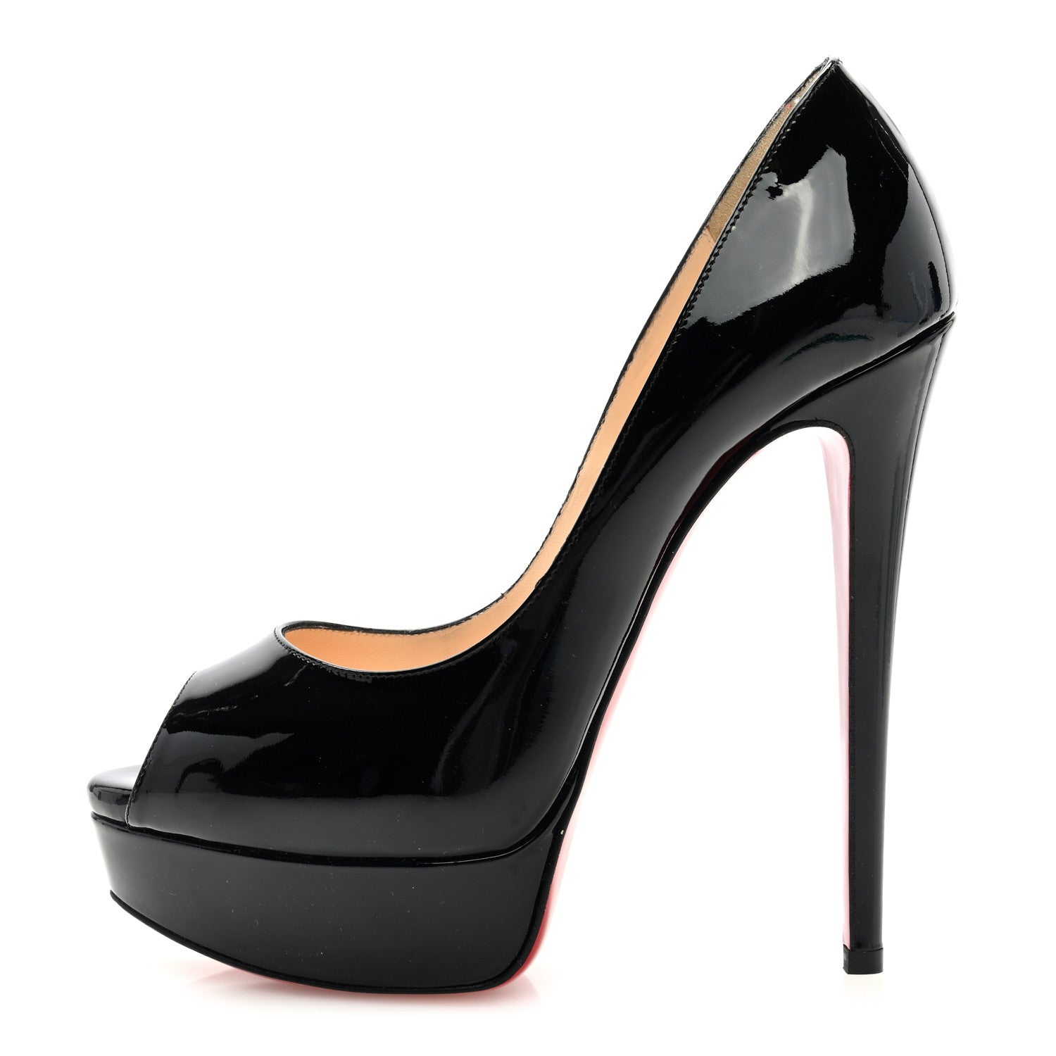Christian Louboutin Patent Lady Peep 150 Pumps 37 Black 1 of 7