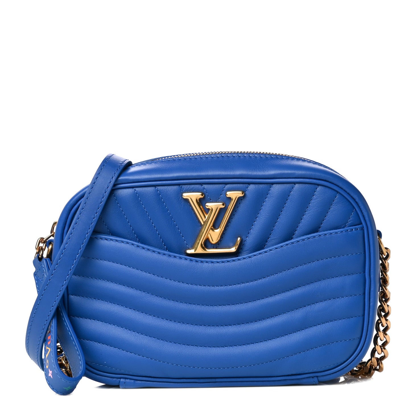 Calfskin New Wave Camera Bag Bleu Neon