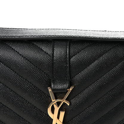 Saint Laurent Grain De Poudre Textured Mixed Matelasse Triquilt Medium Monogram Satchel Black 7 of 9