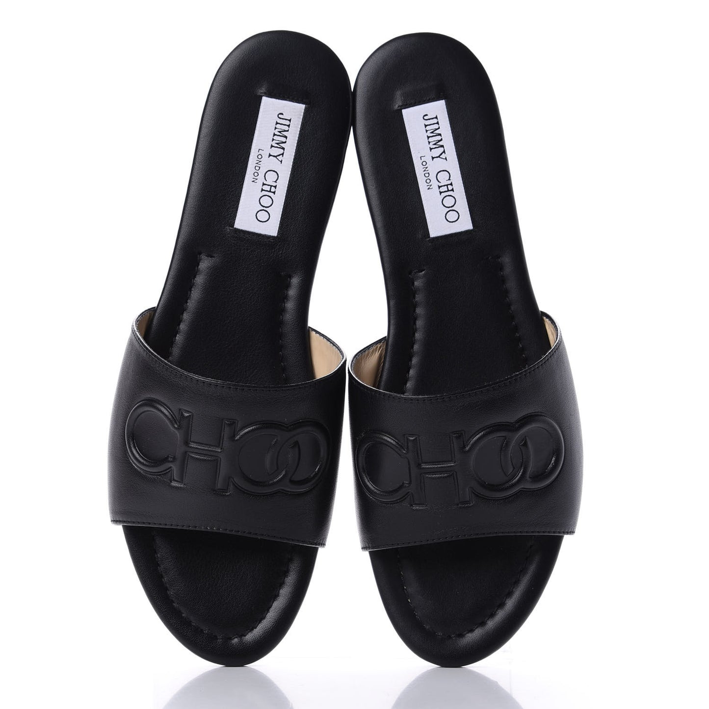 Calfskin Tiaret Flat Sandals 39.5 Black