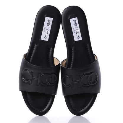 Jimmy Choo Calfskin Tiaret Flat Sandals 39.5 Black 5 of 11