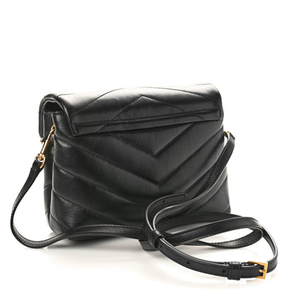 Saint Laurent Calfskin Y Quilted Monogram Toy Loulou Crossbody Bag Black 3 of 12